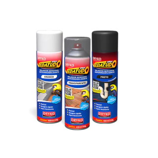 Spray Vedatudo Impermeabilizante Preto, Branco e Transparente 400ml/235g Dryko 400ml/235g