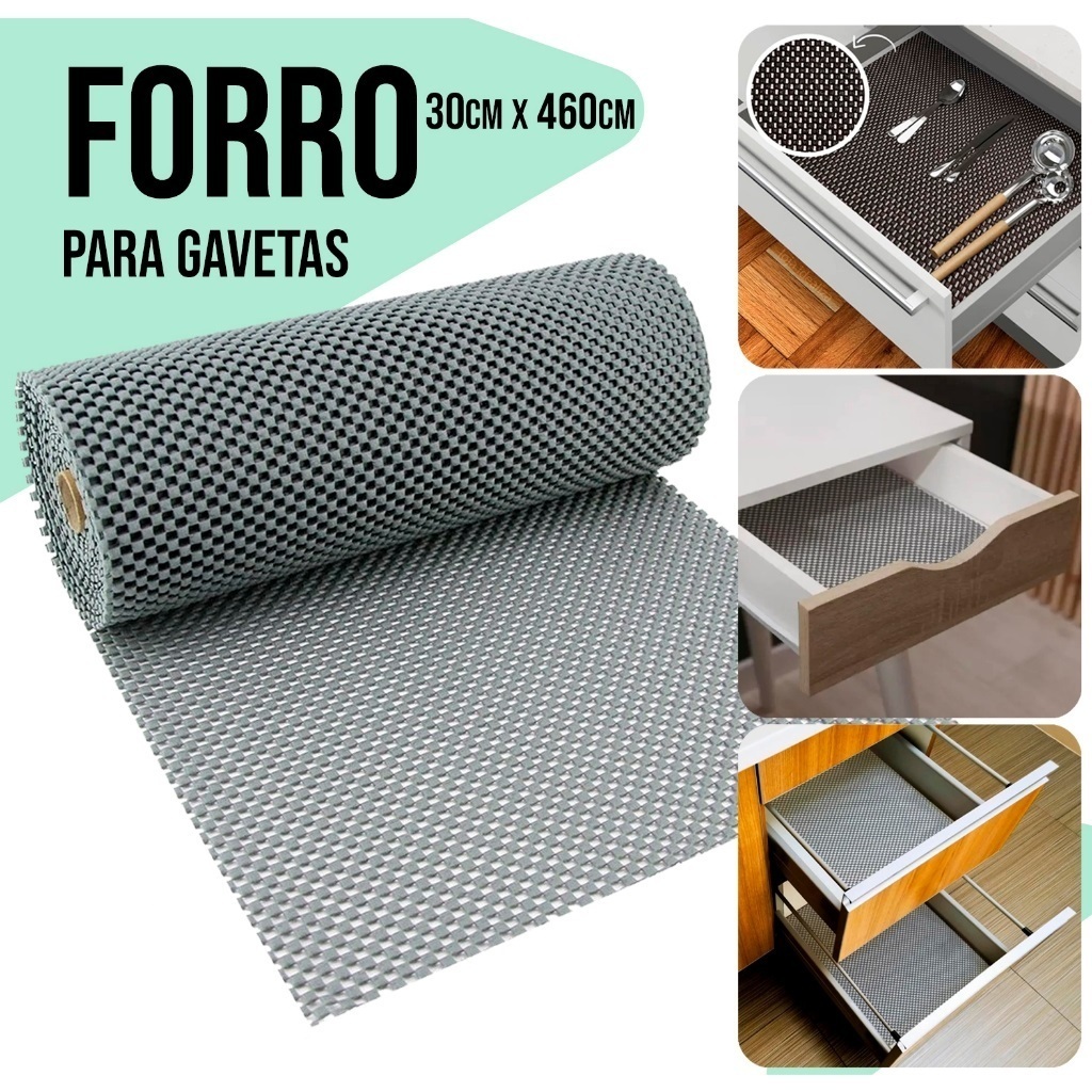 Forro Antiderrapante Rolo Protetor de Risco Gaveta Armário Cozinha ...