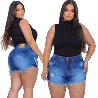 Short Plus Size Curto com Lycra Elastano Premium Cós Alto Hot Pain Modeladora Grande  Cintura Alta em Oferta na Shopee