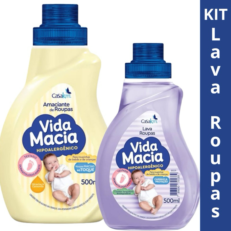 Kits Vida Macia de Bebê – Amaciante 500ml, Sabonete e Sabão para Lavar ...