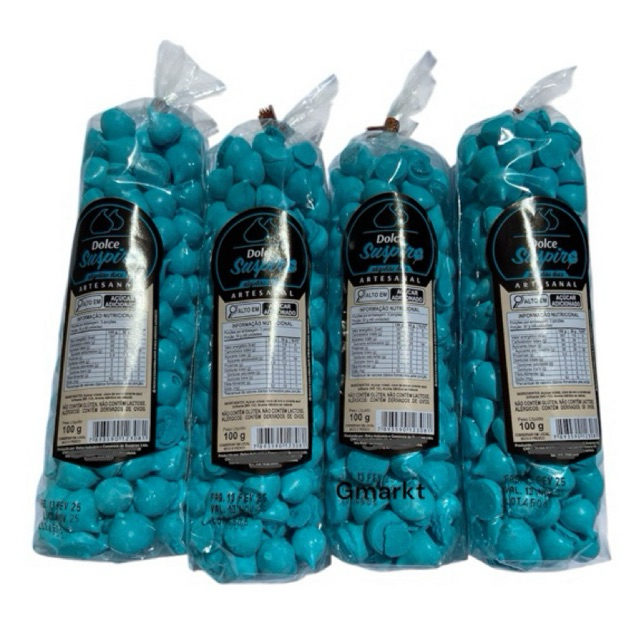 560 und. Suspiro mini - Azul sabor Algodão Doce (4x100g) | Shopee Brasil