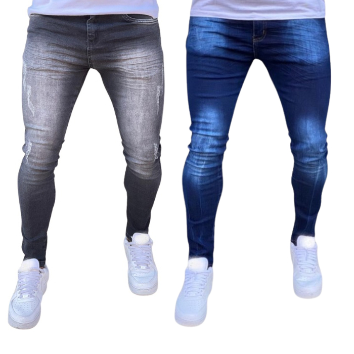 Kit 2 Calças Jeans Masculina Slim Original Elastano Premium