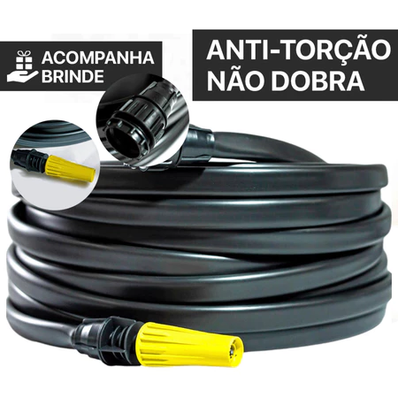 Mangueira Antitorção 50M Resistente e Reforçada Preta para Jardim