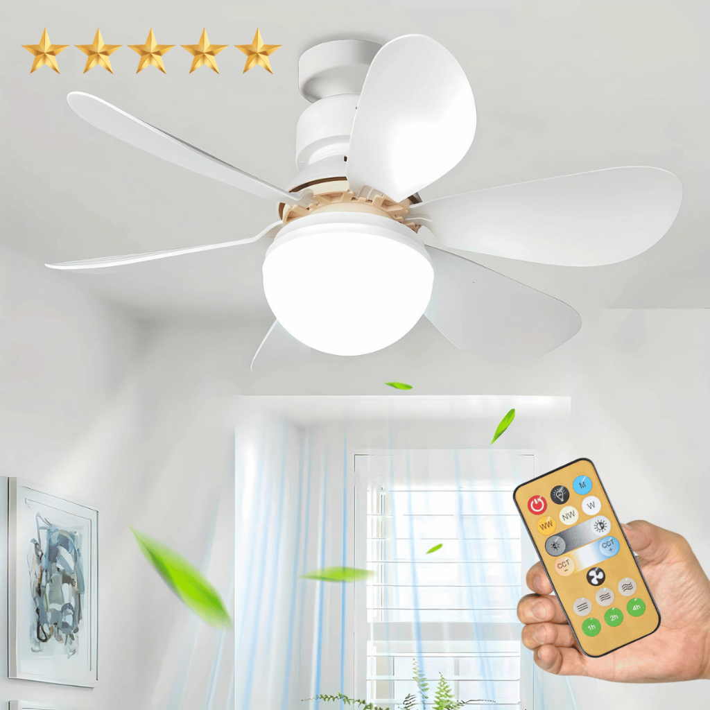 Ventilador De Teto Wind Light Silent Controle Remoto Lâmpada Led Silenciosa 6 Folhas Flower