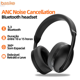 Basike fone sem fio bluetooth headphone Bluetooth da Microfone Redundância de Deep ANC, Alto-falante de 40mm HiFi