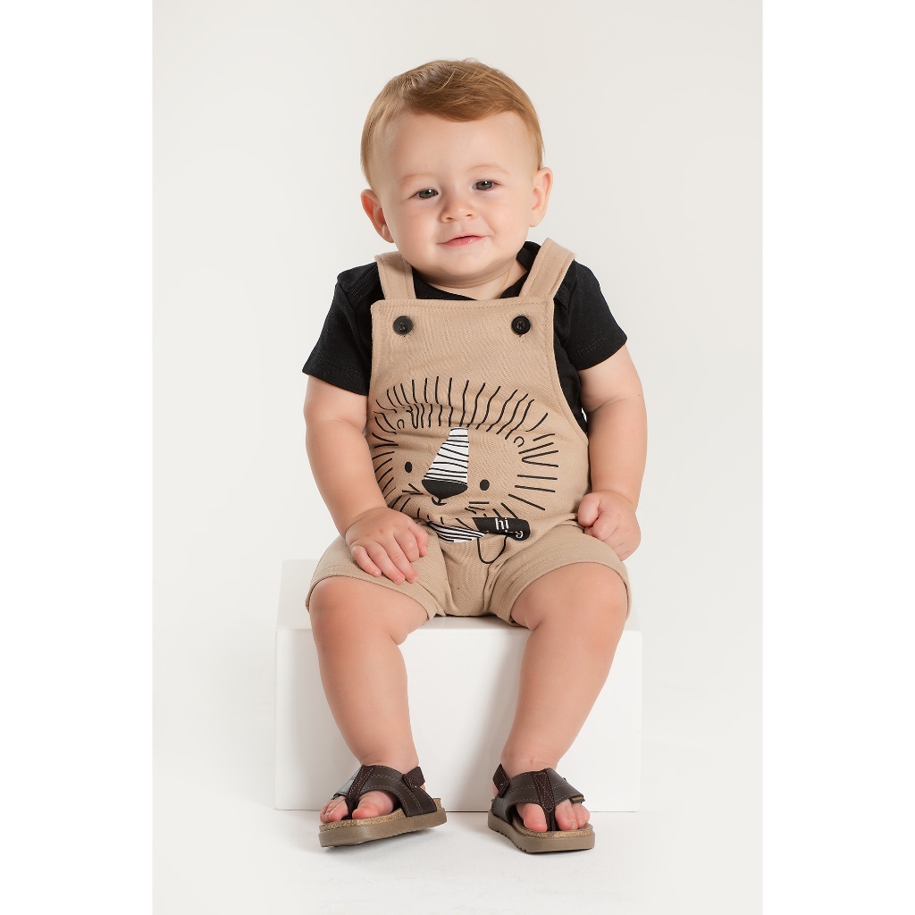 Conjunto Jardineira Bebê Menino Suedine Hi Baby em Oferta na Shopee