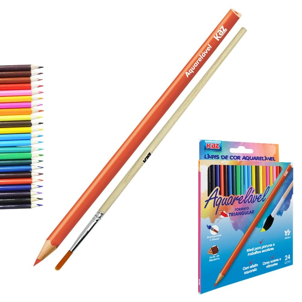 LÁPIS DE COR AQUARELA COM 24 CORES PINTURA AQUARELAVEL PARA PINTAR ...