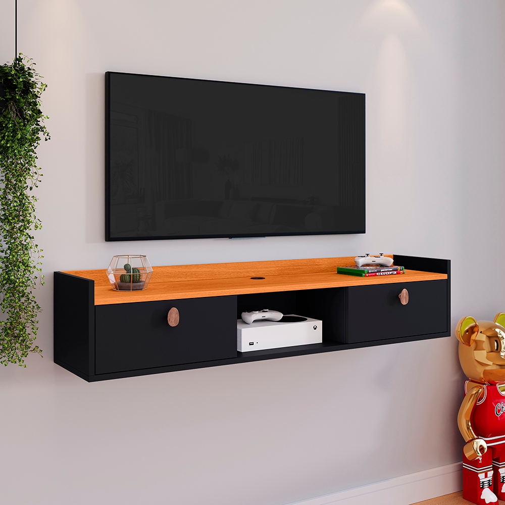 Rack Painel Suspenso para quarto ou sala Com nicho 2 Porta - Cores