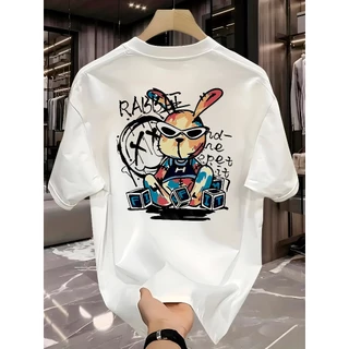 Camiseta Masculina Rabbit Graffiti Camisa Manfinity 100% Algodão Street Wear Diverse Estilos