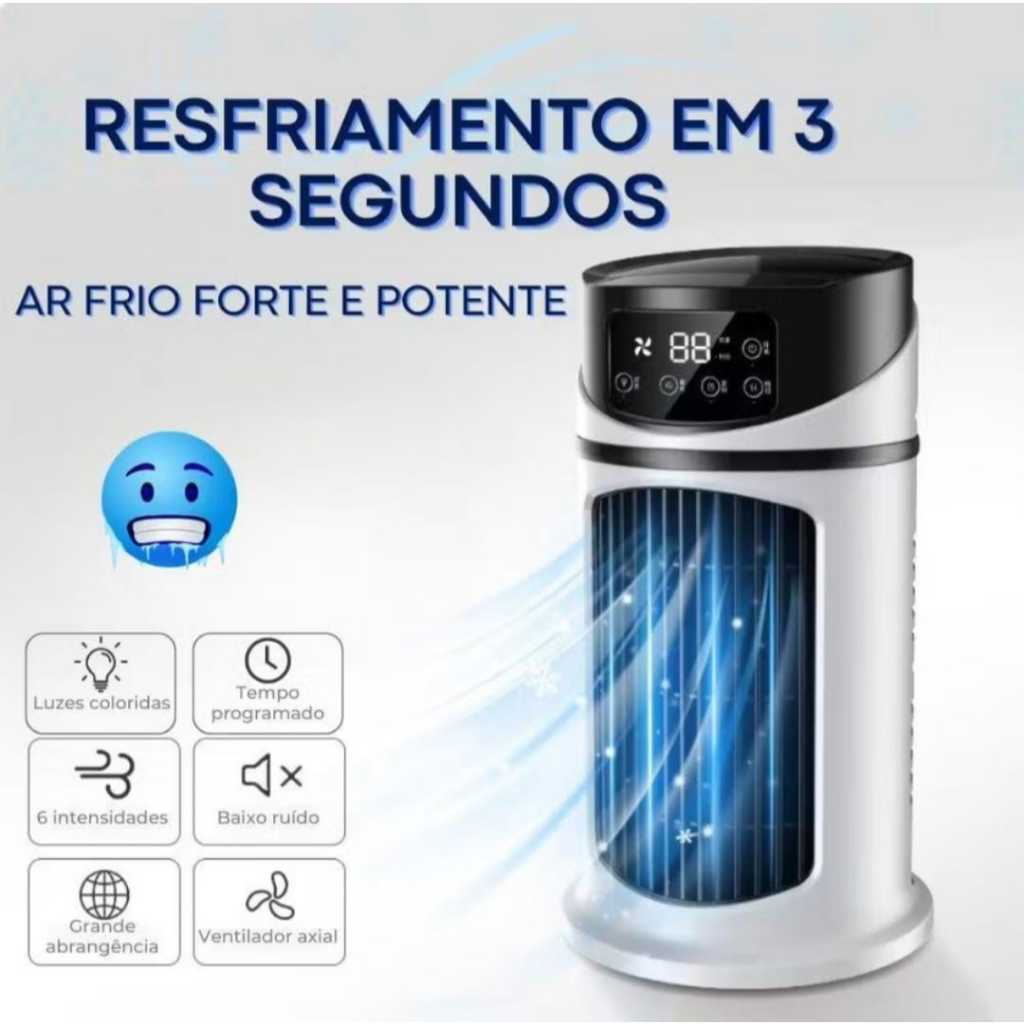 Ventilador de Ar Condicionado Vertical Air Cooler Fan Purificação e Umidificação Entrada Dc 5V