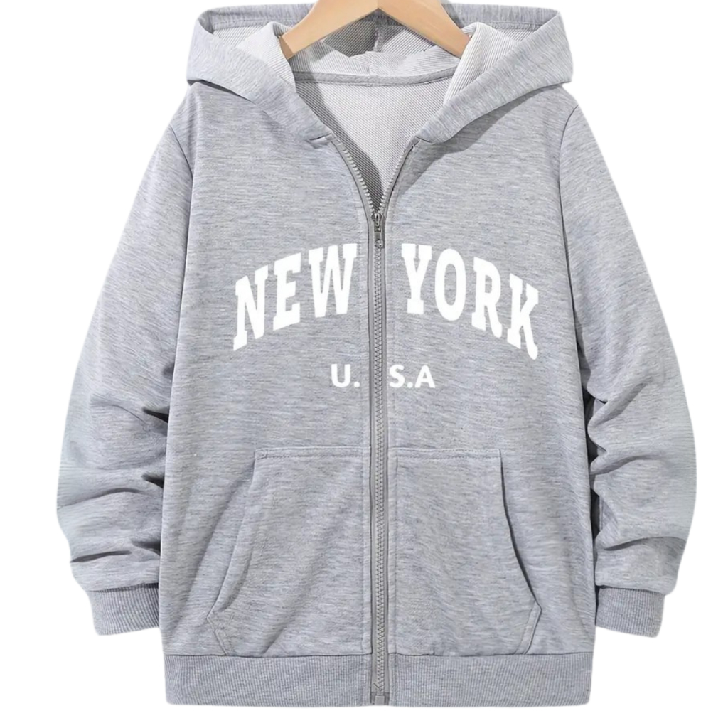 Moletom com Zíper New York U.S.A Estilo Urbano Conforto e Estilo ...