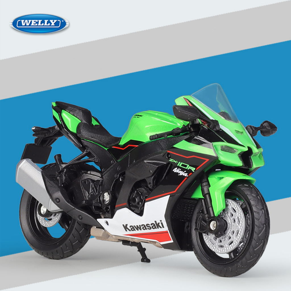 Miniatura Coleção Moto Kawasaki ZX10R Ninja 2021 1:18 Colecionável
