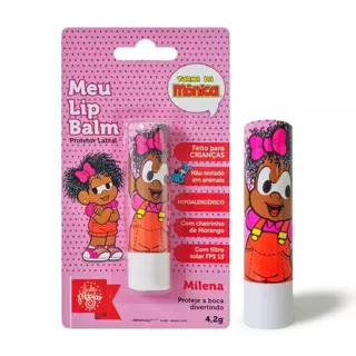 Meu Lip Balm Infantil Morango Turma da Mônica Milena Vermelho Incolor Protetor Labial FPS 15 Hipoalergênico 4,2g em Oferta na Shopee