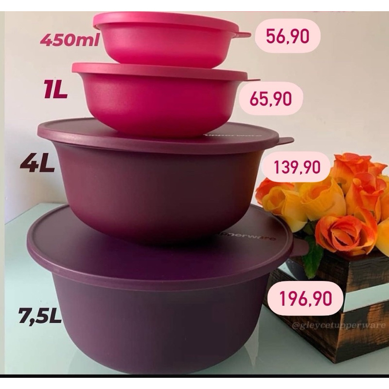 Kit 4 Tigelas Aloha Tons de Roxo e Rosa Tupperware Armazenamento ...