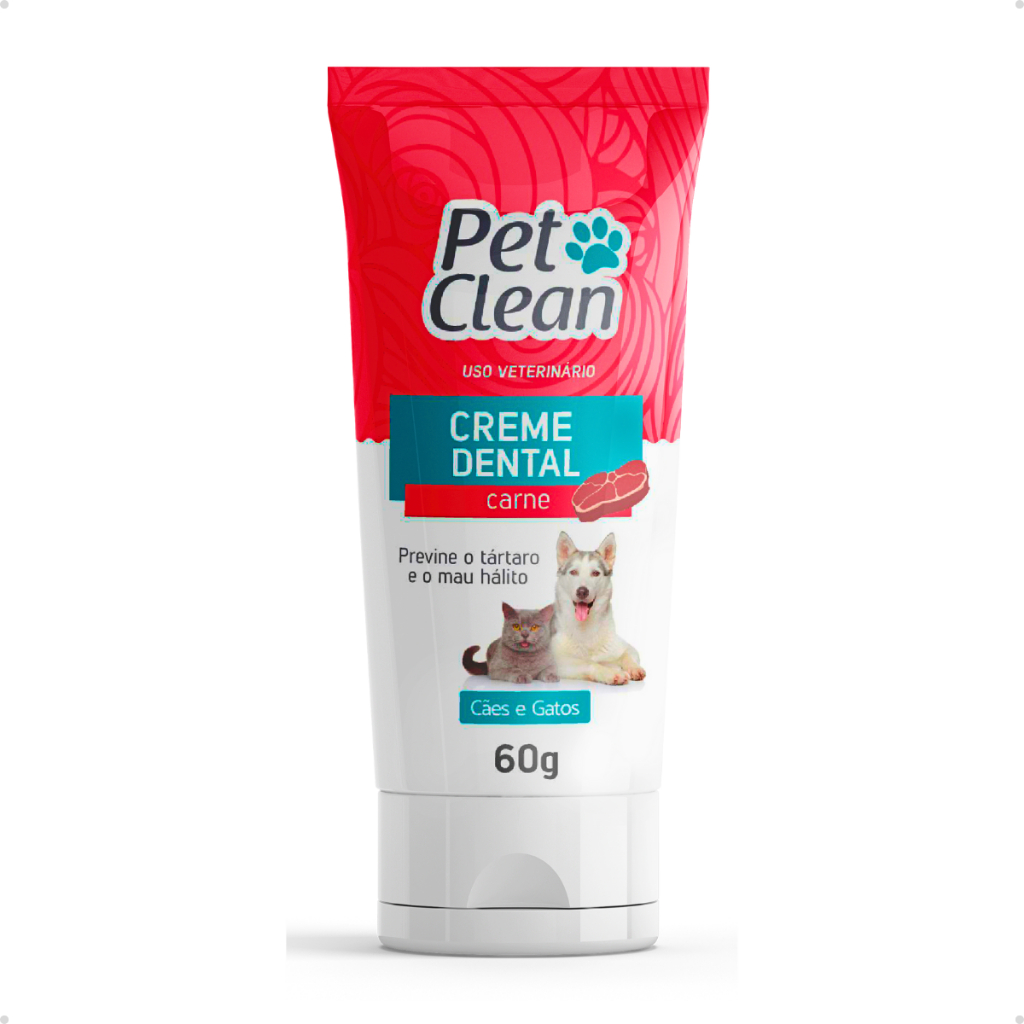 Creme Dental Carne Para Cachorro E Gato Pet Clean 60g