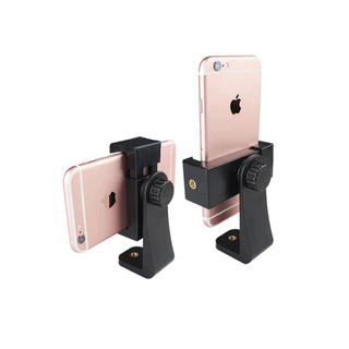 Suporte adaptador Clip Rotativo para Celular, C Rosca 1/4 360 Graus Vertical E Horizontal para Tripé Cor Preto