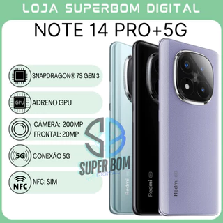 Redmi Note 14 Pro+ 5G 512GB e 12GB RAM, Câmera 200MP, processador Snapdragon® 7s Gen 3, Bateria 5110 Mah, Versão Global