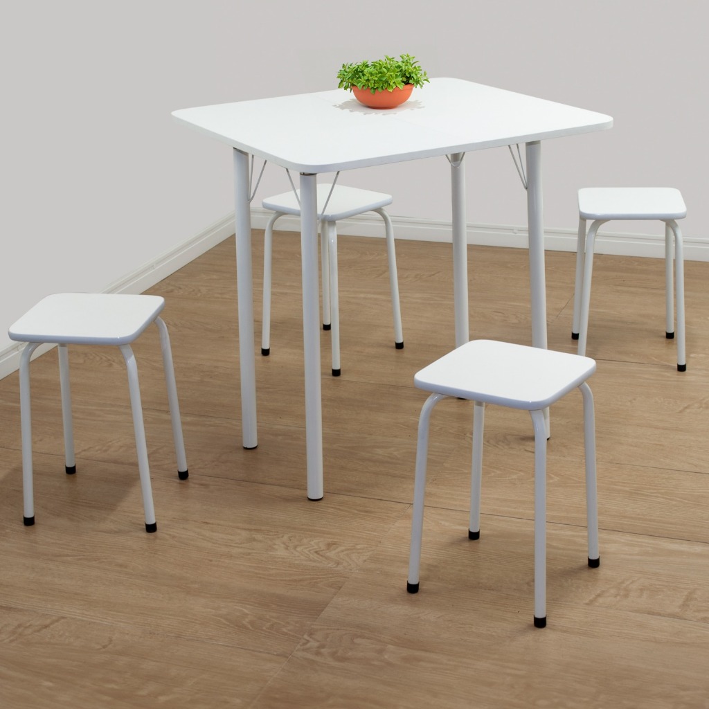 Conjunto Mesa Dobrável 4 Lugares Branco | Shopee Brasil