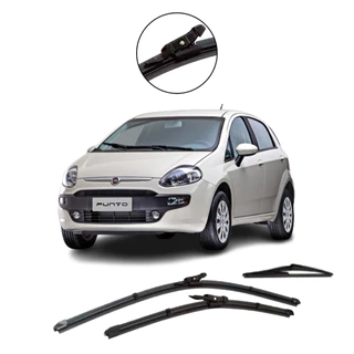 Kit 3 Palhetas Limpador De Parabrisa Dianteiro + Traseiro Fiat Punto 2008 até 2017