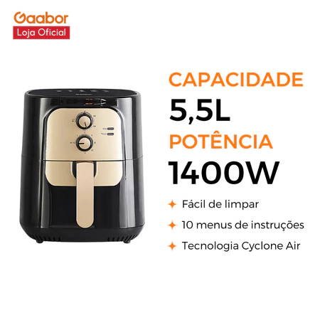 Fritadeira elétrica sem óleo 5.5l Gaabor Jumbo Family 1400w 