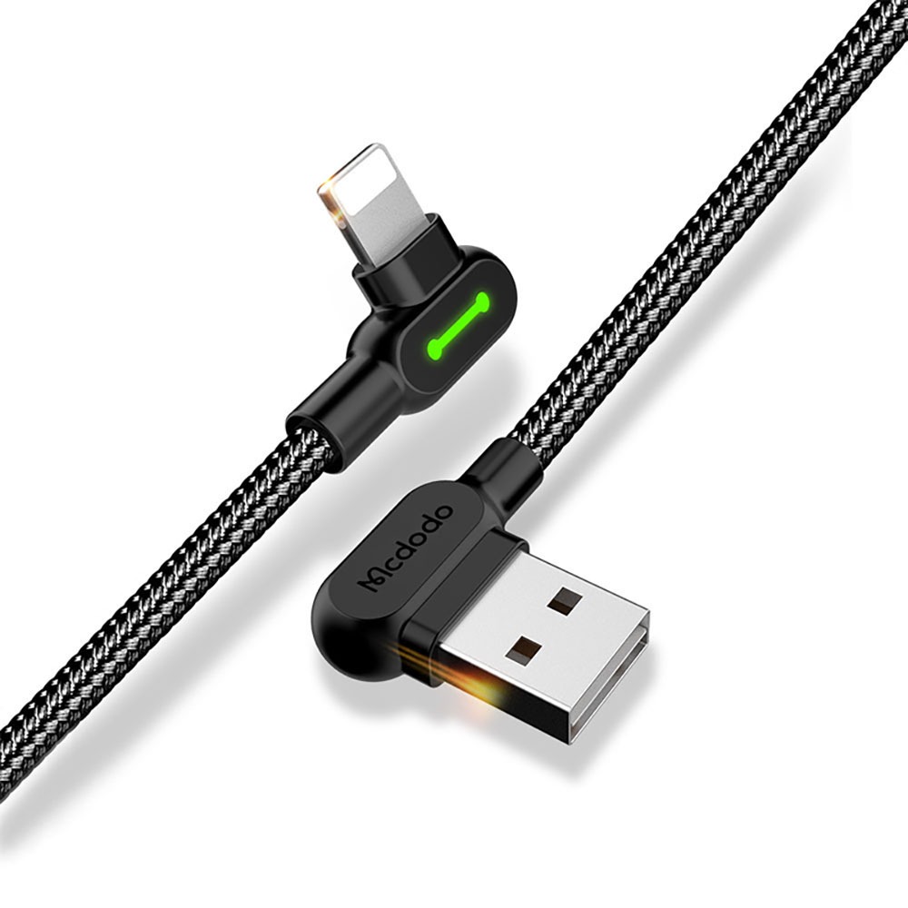 Carregador IPhone 90 Graus - 3 Cabos Lightning 1,8m Com Nylon Trançado - Carregamento Rápido Para IPhone 12/11/X/8/7/6