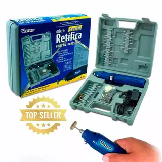 Micro Retífica Sem Fio Western Bivolt 62 Peças R-60 Ferramenta Compacta Corte Lixar Polir e Gravar