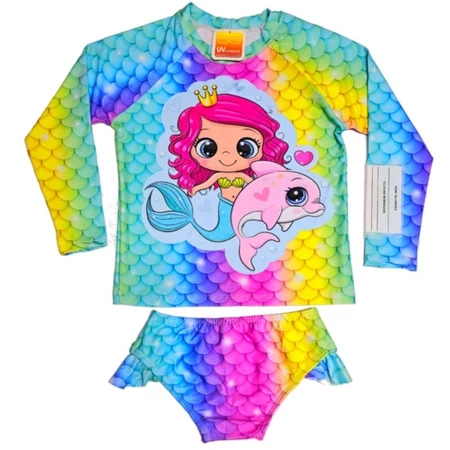 Conjunto de biquíni bebê com blusa proteção solar UV 50+