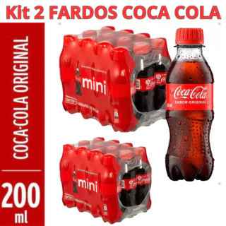 Kit 2 Fardos de Refrigerante Coca-Cola Mini Pet 200ml Com 24 Garrafas