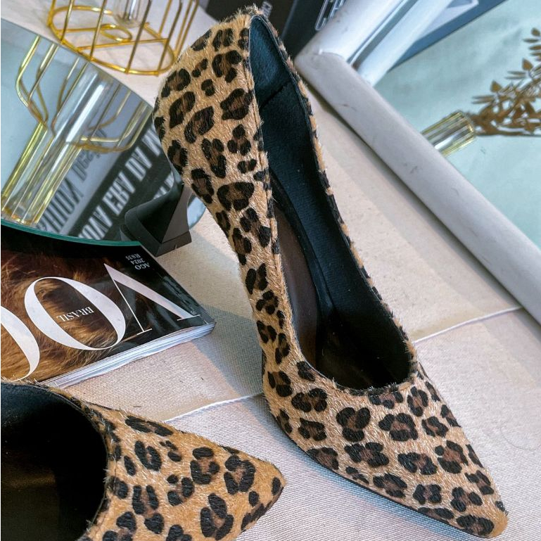 Animal Print Scarpin Salto Baixo De OnÃ§a Sapato Scarpin Feminino