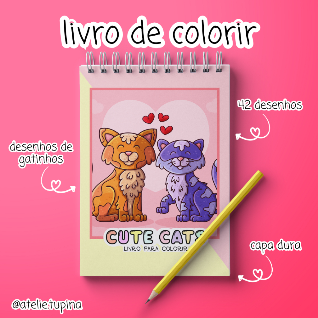 Livro de colorir Cute Cats Caderno de Desenho Pintura Coloring Book 42 ...