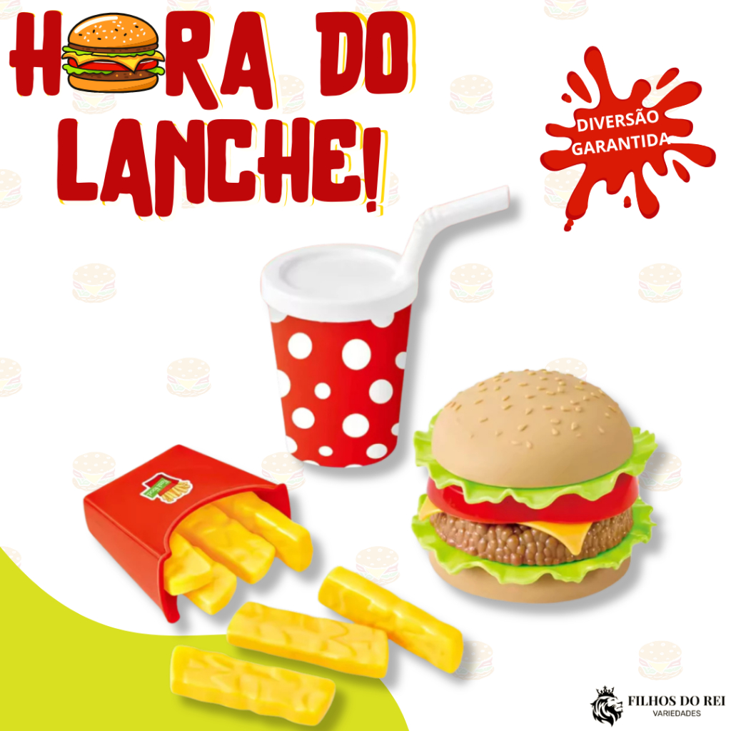 Kit Fast Food Lanche Infantil kit de cozinha Fast Food Sanduiche Batata ...