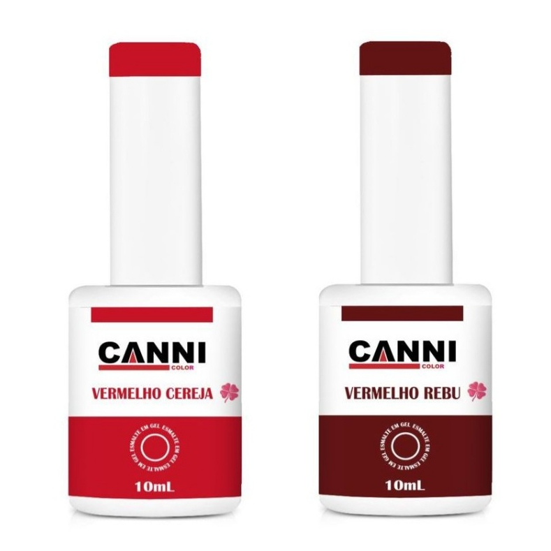 Kit 2 Esmaltes Em Gel Canni Tons Vermelho Cereja Cherry Nail Designer ...