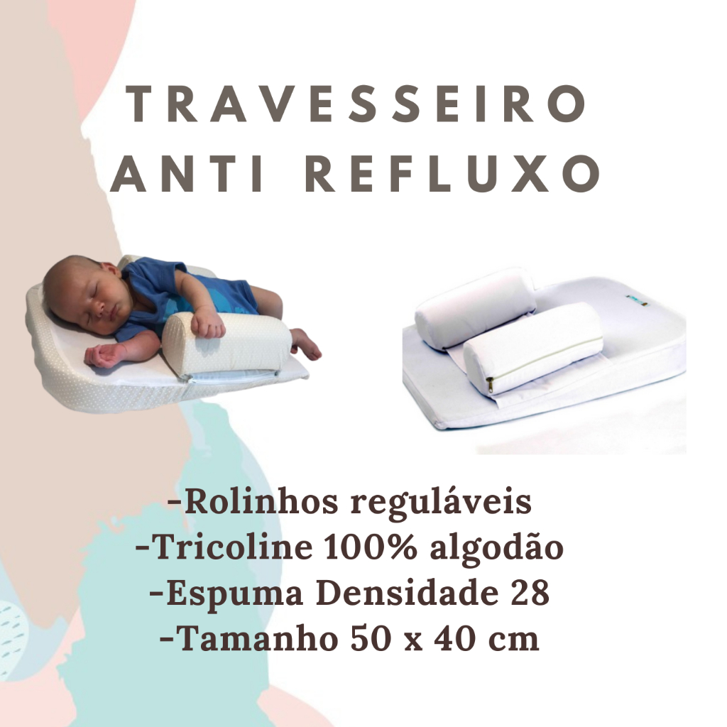 Travesseiro bebê anti refluxo com rolinhos | Shopee Brasil