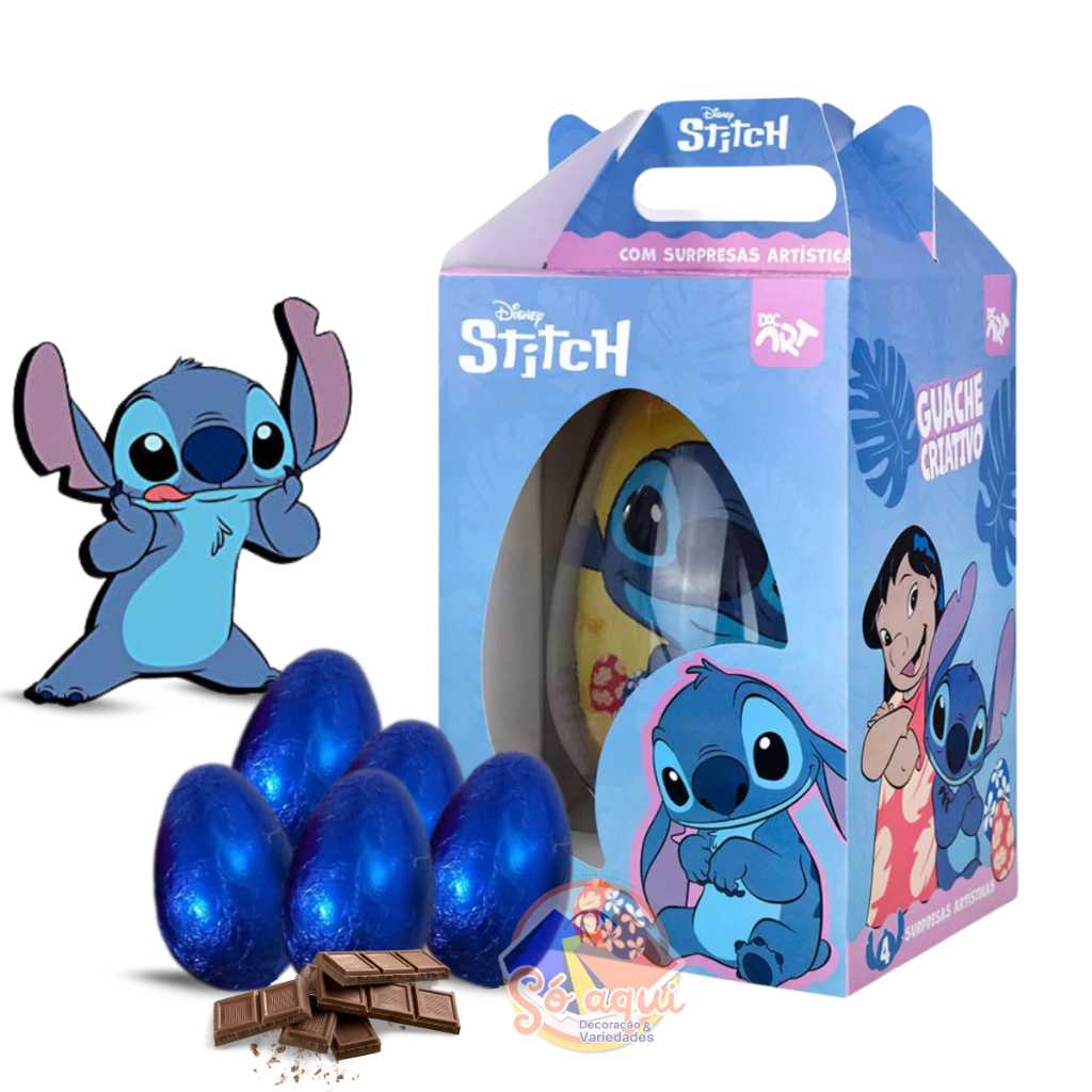 Ovo De Páscoa Lilo Stitch 150G Ao Leite Atividades Interativa Cartela ...