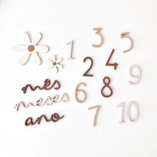 Kit Mesversário Minimalista MDF – 15 Peças – Ideal para Fotos e Presente – Pronta Entrega em Oferta na Shopee