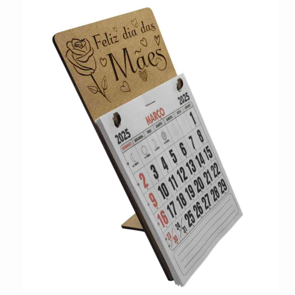 Calendário de Mesa Dia das Mães com meses até maio /2026 presente que