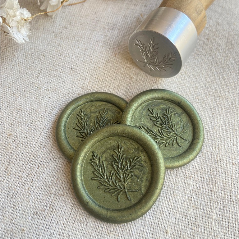 Lacre de cera verde oliva alecrim para convite de casamento | Shopee Brasil