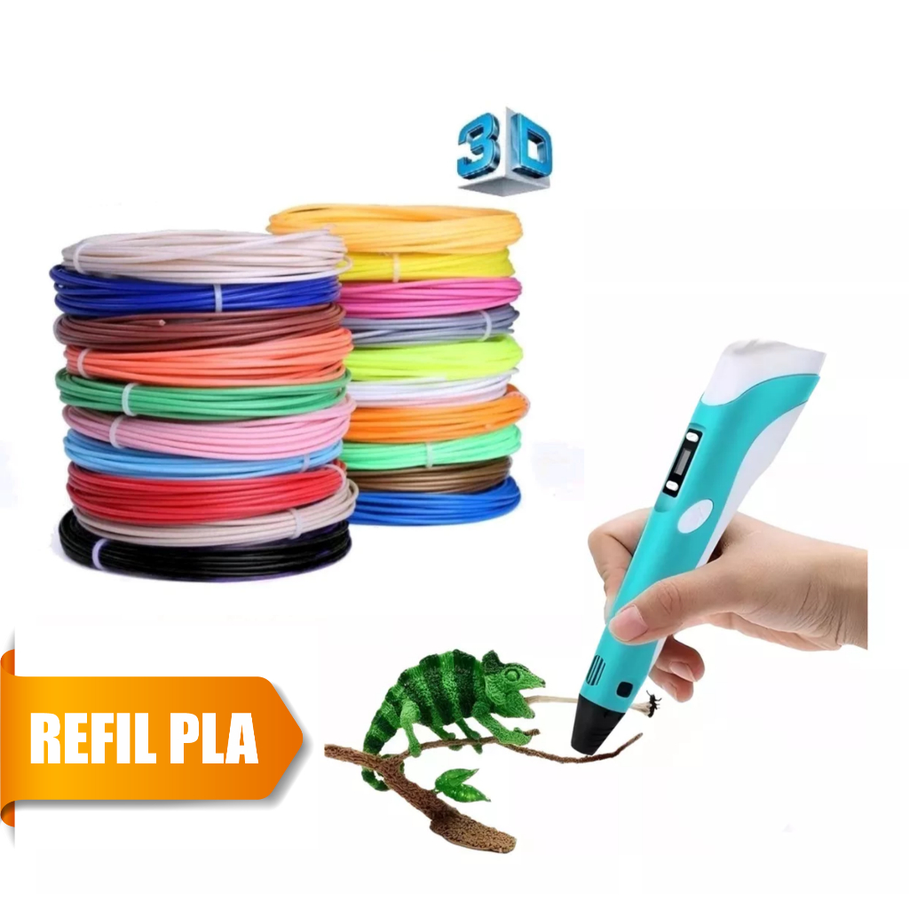 Refil Filamento Abs Pla Kit 20 Cores 100M Impressora 3d Caneta 3d ...