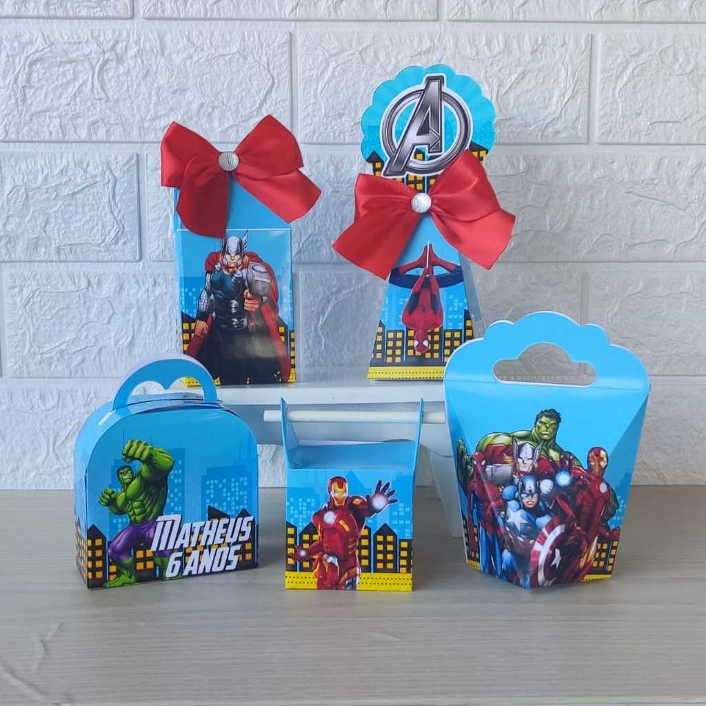 Kit Personalizados caixinhas VINGADORES Lembrancinhas aniversário-Festa ...