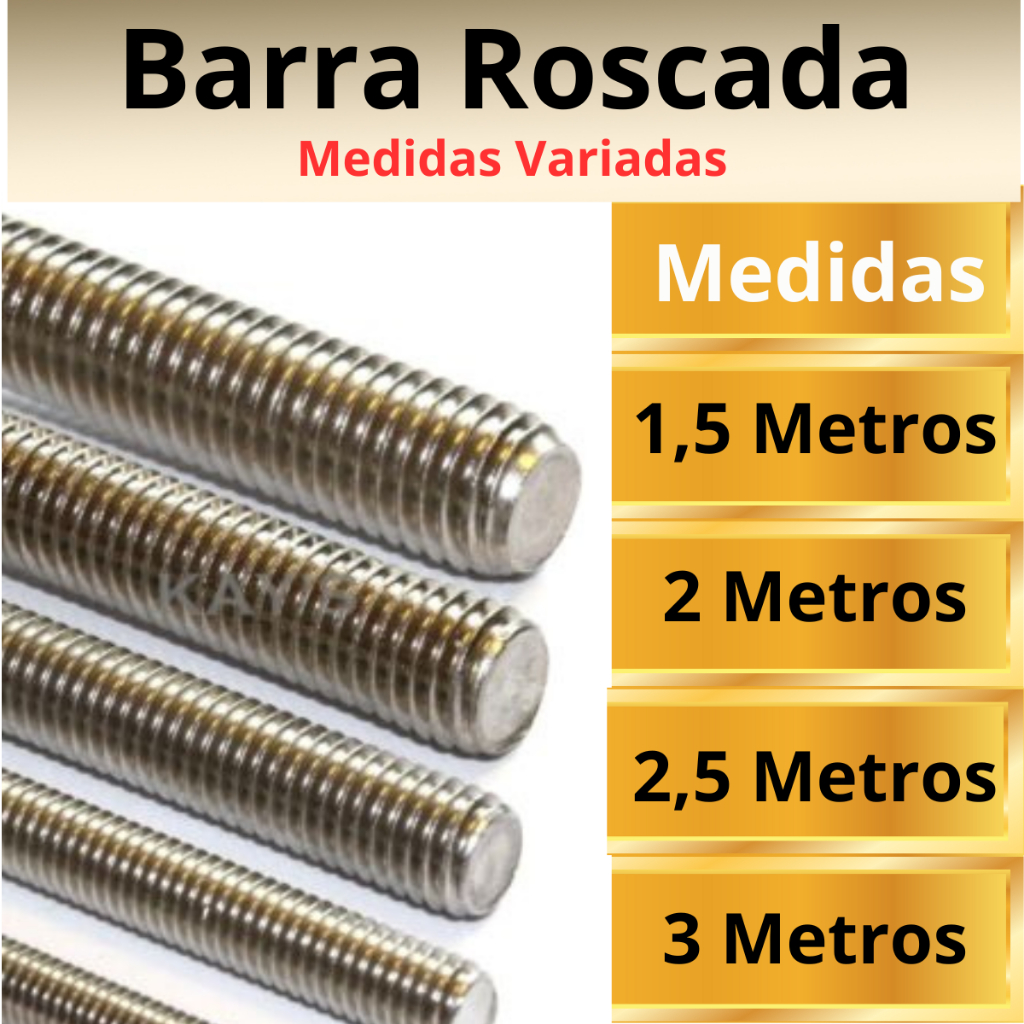 KIT 2 Barra Roscada - Barra Rosqueada 1/4