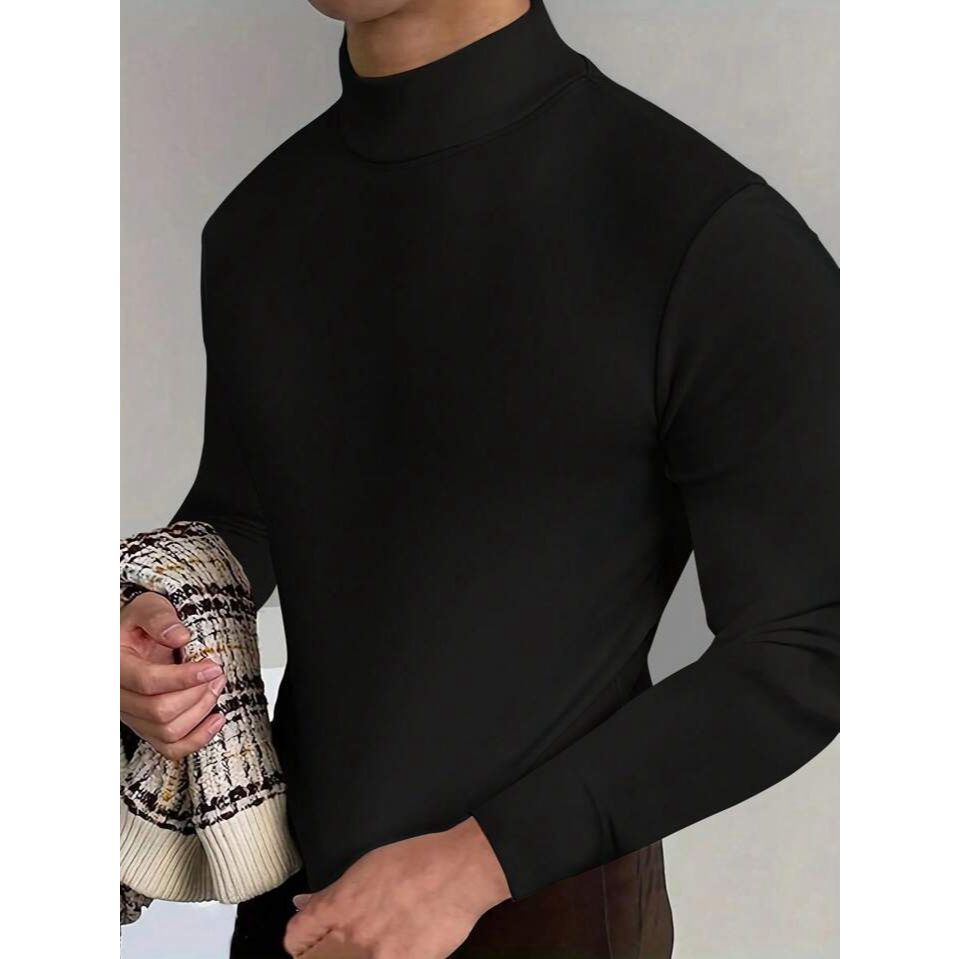Camisa Gola Alta Masculina - Manga Longa Slim Fit