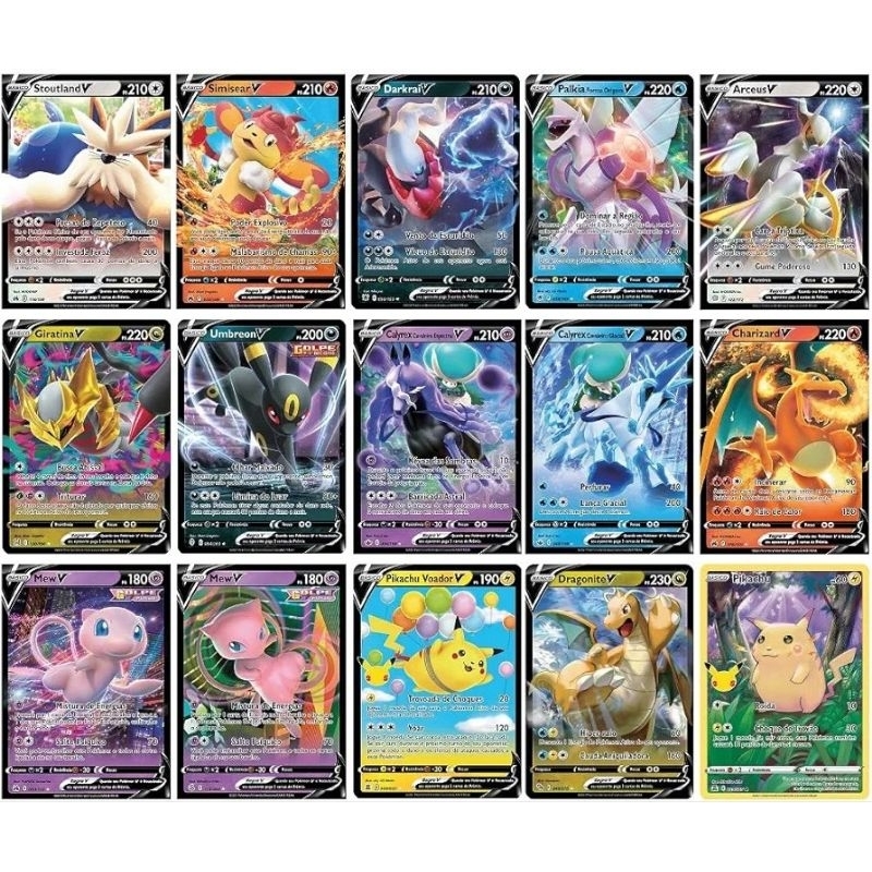 5 cartas ultra raras pokémon mais um pack de 30 cartas comuns pokémon ...