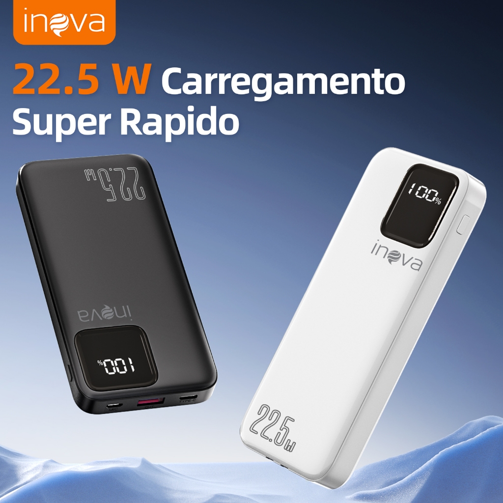 INOVA Carregador Portátil Bateria Power Bank 10000mAh Com visor digital ...
