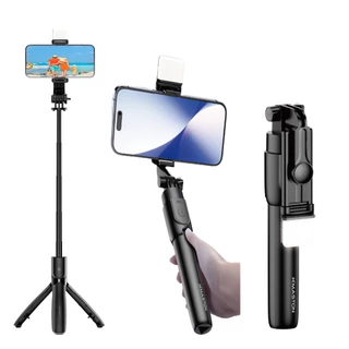 Bastão Pau De Selfie Tripé Retrátil Bluetooth 360° Com Controle Remoto Com Luz Para Celular ZP-22