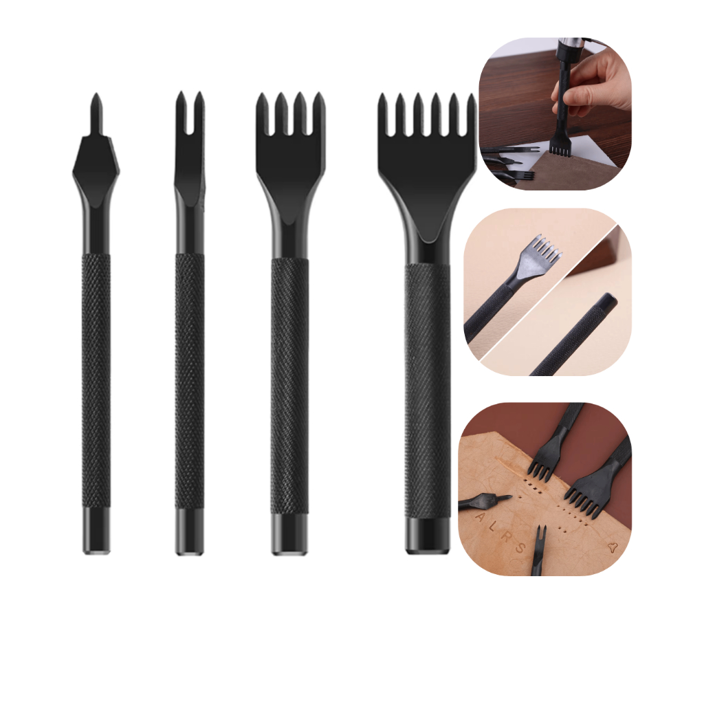Furador Garfo 5mm – Perfurador Cinzel Profissional para Trabalhos em Couro Furo Diamante