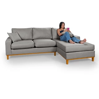Sofá 3 Lugares Amsterdã Living Com Chaise Lado Esquerdo Em Linho em Oferta na Shopee