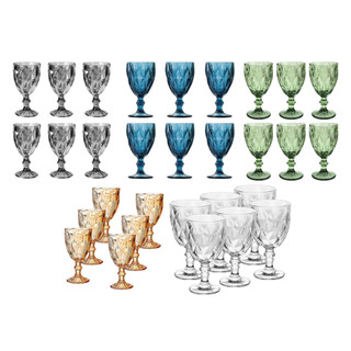 Taça Diamond Vidro Jogo de Taças com 6 Diamante Bico de Jaca 340ml 260ml