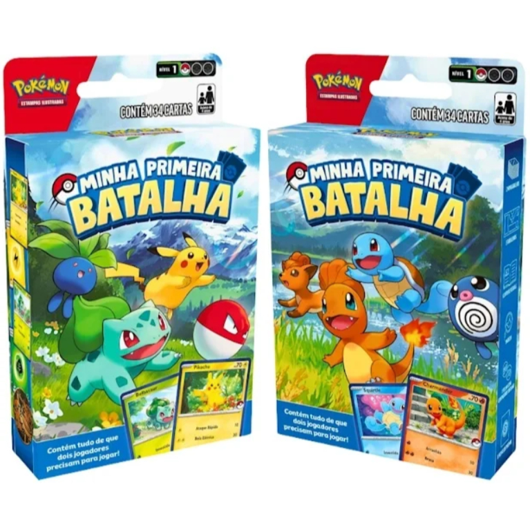 Deck Pokémon Minha Primeira Batalha Bulbasaur e Pikachu - Charmander e Squirtle - Tcg - Copag