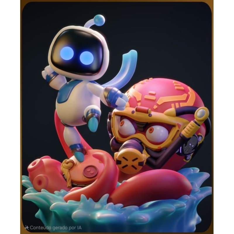 Action figure - Astro Bot Playstation 15cm , imagem ilustrativa pintura ...