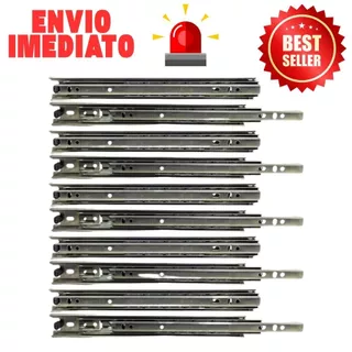 Kit 10 Corrediça Telescópica 35cm Para Gaveta Trilho 5 Pares Excelente e Envio Hiper Expresso X